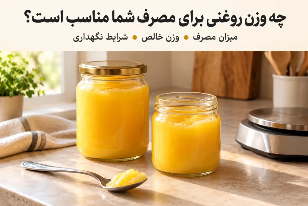 راهنمای انتخاب وزن روغن حیوانی بر اساس میزان مصرف، وزن خالص و شرایط نگهداری
