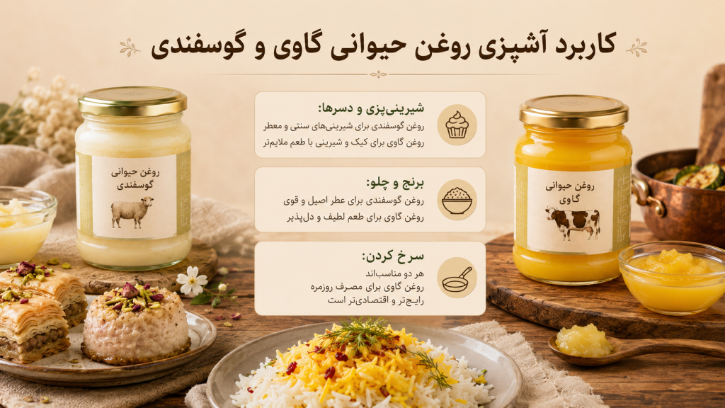 تفاوت روغن حیوانی گوسفندی و گاوی